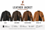 Black cafe racer jacket with quilted inner lining and open front zipper design