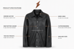Genuine leather jacket in black with cream shearling collar and NGL logo
