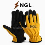 Hand protection gloves in yellow, red, royal blue, forest green and grey with matching black fingertips