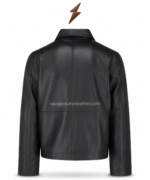 Black matte leather jackets size chart with chest, shoulder, sleeve and body-length measurements by newgenuineleather.com