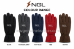 Best mechanic gloves single backhand view with ribbed black texture, white NGL lettering, elastic wrist and extended cuff.