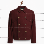 NGL Double Breasted Jacket in burgundy leather with eight tonal buttons