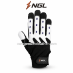 NGL breathable gloves featuring reinforced black fingertips, flexible hand panels and adjustable wrist strap