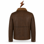 Men’s Brown Leather Jacket back view with shoulder yoke and center stitching