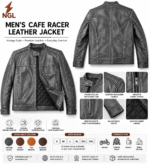 Wholesale distressed leather jacket with side pockets and OEM branding options