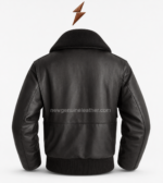 NGL JACKET open-zip image with black inner lining, cream shearling collar and realistic NGL neck label