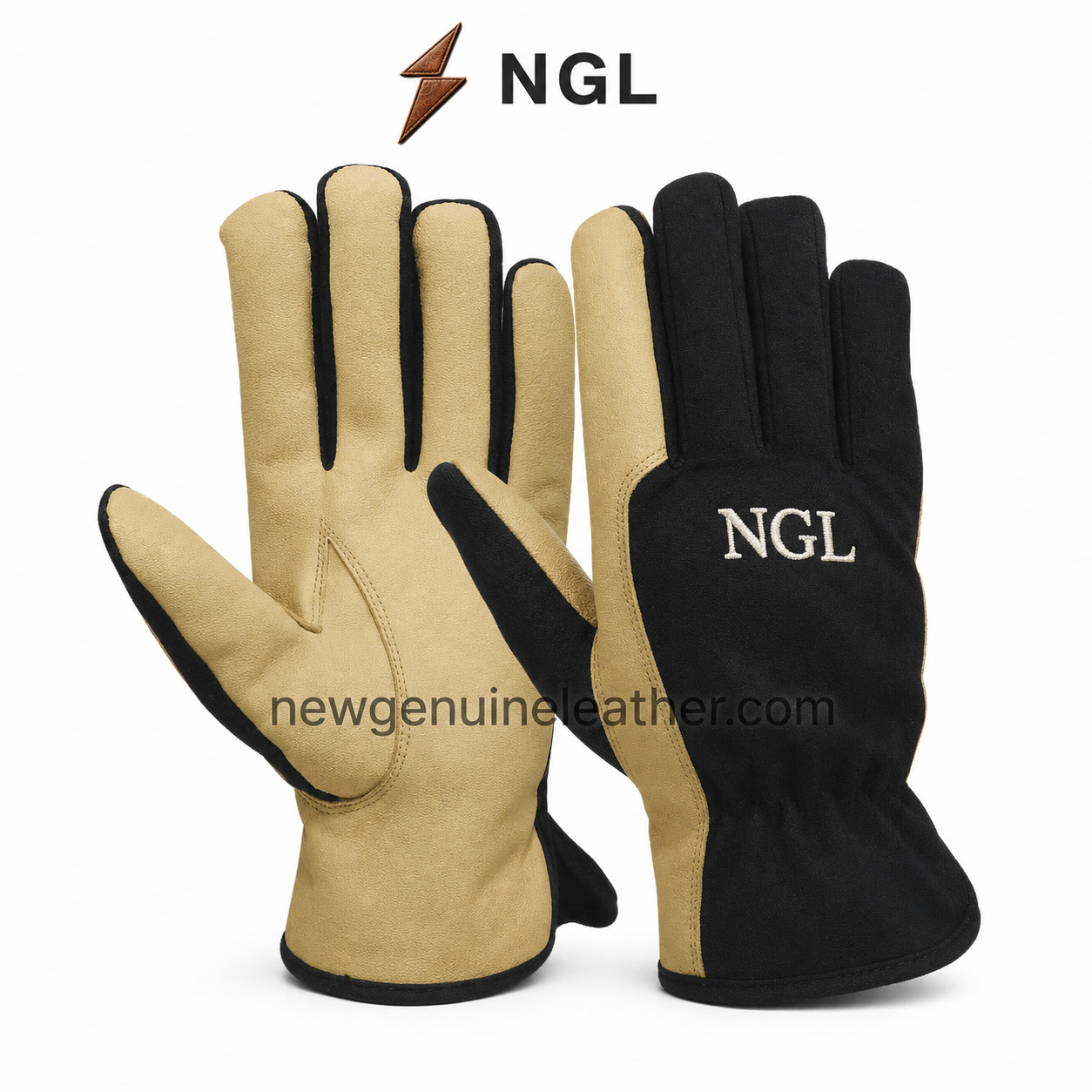NGL Working Gloves Four-Colour Range | newgenuineleather.com NGL working gloves in black, charcoal, navy and brown colour combinations by newgenuineleather.com