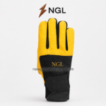 OEM safety gloves featuring black flexible finger inserts and secure hook-and-loop wrist closure