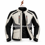 Cordura Jackets in off-white, black and grey with red chest zipper pulls and NGL logo by newgenuineleather.com