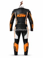 Orange Motorcycle Racing Suit knee detail with bright orange panels, black reinforcement and replaceable racing slider