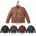 Quilted biker jacket with 4 pockets for wholesale leather outerwear buyers