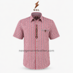 Red Check Bavarian Shirt colour range in red, navy, green, black and sky blue by newgenuineleather.com