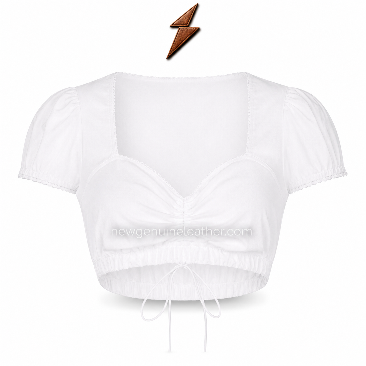 Ruched Dirndl Blouse 8-Color OEM Range Ruched Dirndl Blouse colour range in white, ivory, pink, beige, light blue, navy, burgundy and black by newgenuineleather.com