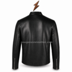 Open-front sheep leather jackets in black with full zipper and inner lining by newgenuineleather.com