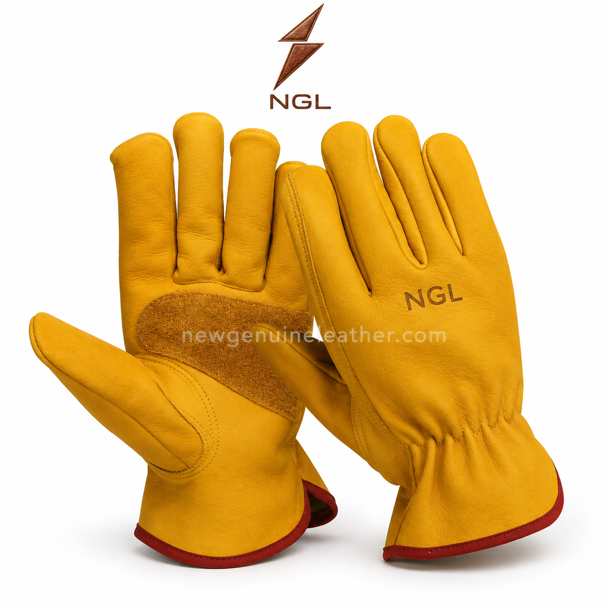 Stitched Leather Driving Gloves Detail | newgenuineleather.com Leather driving gloves color range in golden yellow, tan, brown, black, gray, and red by newgenuineleather.com