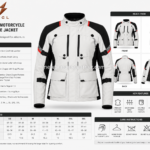Textile Racing Jacket front view in light grey, black and red with chest zippers and newgenuineleather.com