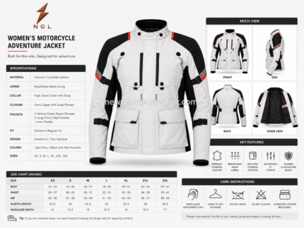 Textile Racing Jacket front view in light grey, black and red with chest zippers and newgenuineleather.com