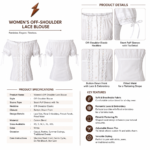 White Lace Dirndl Blouse back view with gathered neckline, fitted waist seams and sleeve ties by newgenuineleather.com