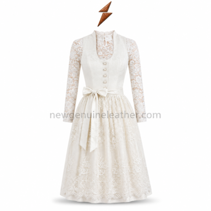 White Long Sleeve Dirndl color range in ivory, blush, dusty rose, champagne, sage and silver by newgenuineleather.com
