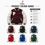 Wholesale maroon varsity jacket with leather sleeves and custom embroidery