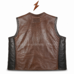 OEM shearling leather vest with brown leather body and warm inner lining