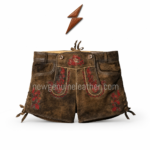 Women’s Red Embroidered Lederhosen color range in brown, dark brown, black, taupe beige and olive green by newgenuineleather.com