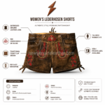 Women’s Red Embroidered Lederhosen back view with lace-up waist, belt loops, distressed leather texture and NGL logo