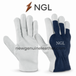 Work driving gloves color range in navy, black, royal blue, red and forest green with white reinforcement