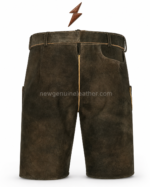 NEW GENUINE LEATHER split leather lederhosen with blue floral and deer embroidery