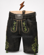 NEW GENUINE LEATHER cow split lederhosen with NGL mountain buckle