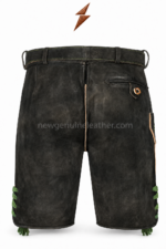 NEW GENUINE LEATHER cow split lederhosen with eight horn-style buttons