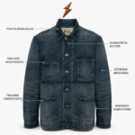 NGL wholesale men’s denim jackets with open top button and visible point collar