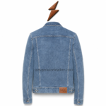 NEW GENUINE LEATHER dark-indigo denim jacket with central rear seam and shaped shoulder panels