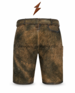 NEW GENUINE LEATHER embroidered lederhosen for men with curved pocket and tan piping