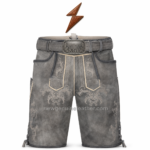 NEW GENUINE LEATHER grey lederhosen with side lacing, buttons, and reinforced stitching