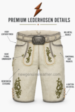 NGL lederhosen deer leather with tan belt and silver buckle by NEW GENUINE LEATHER