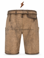 NGL lederhosen deer leather with tan belt and silver buckle by NEW GENUINE LEATHER
