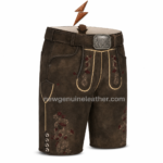 NGL mountain buckle on dark brown Oktoberfest Lederhosen for Men