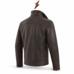 NGL leather safari jacket featuring two chest pockets and two large lower utility pockets