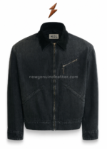NGL denim jacket manufacturer chest zipper and slanted pocket details