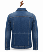 NGL cropped denim jacket wholesale style with one open button and asymmetric front panel