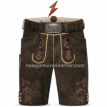 NGL Oktoberfest Lederhosen for Men side view with floral embroidery and buttons