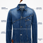 NGL cropped denim jacket wholesale design in dark blue with asymmetric button front