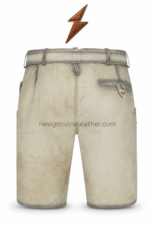 NGL lederhosen deer leather with dark floral stitching by NEW GENUINE LEATHER