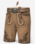 NGL lederhosen deer leather with dark floral stitching by NEW GENUINE LEATHER