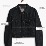 NGL denim jackets for men in black denim with antique-brass buttons