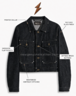 NGL denim jackets for men in black denim with antique-brass buttons