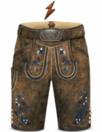 NGL embroidered lederhosen for men with dark belt and antique mountain buckle