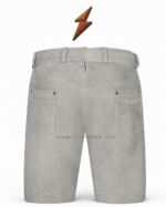 NGL men’s leather shorts with a grey belt and antique-silver mountain buckle