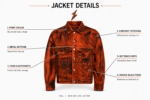 NGL Acid Wash Denim Jacket button-closed pose with orange black colour contrast and chest pockets